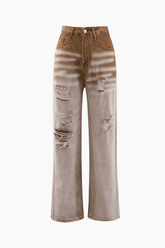 Ombre Ripped Straight Leg Jeans